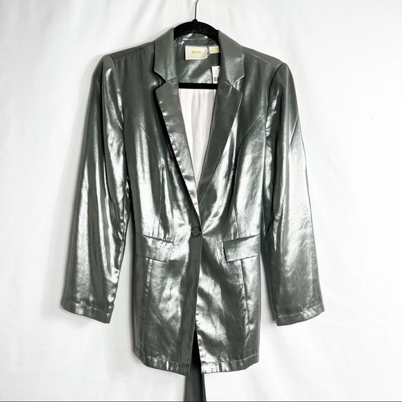 ANTHROPOLOGIE Maeve Metallic Blazer NWT in Size 4P - Picture 2 of 6